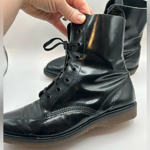 RARE VINTAGE DR. Marten Pointed Toe Black Leather 7 Eye Boot Made in England M8 - Picture 11 of 16